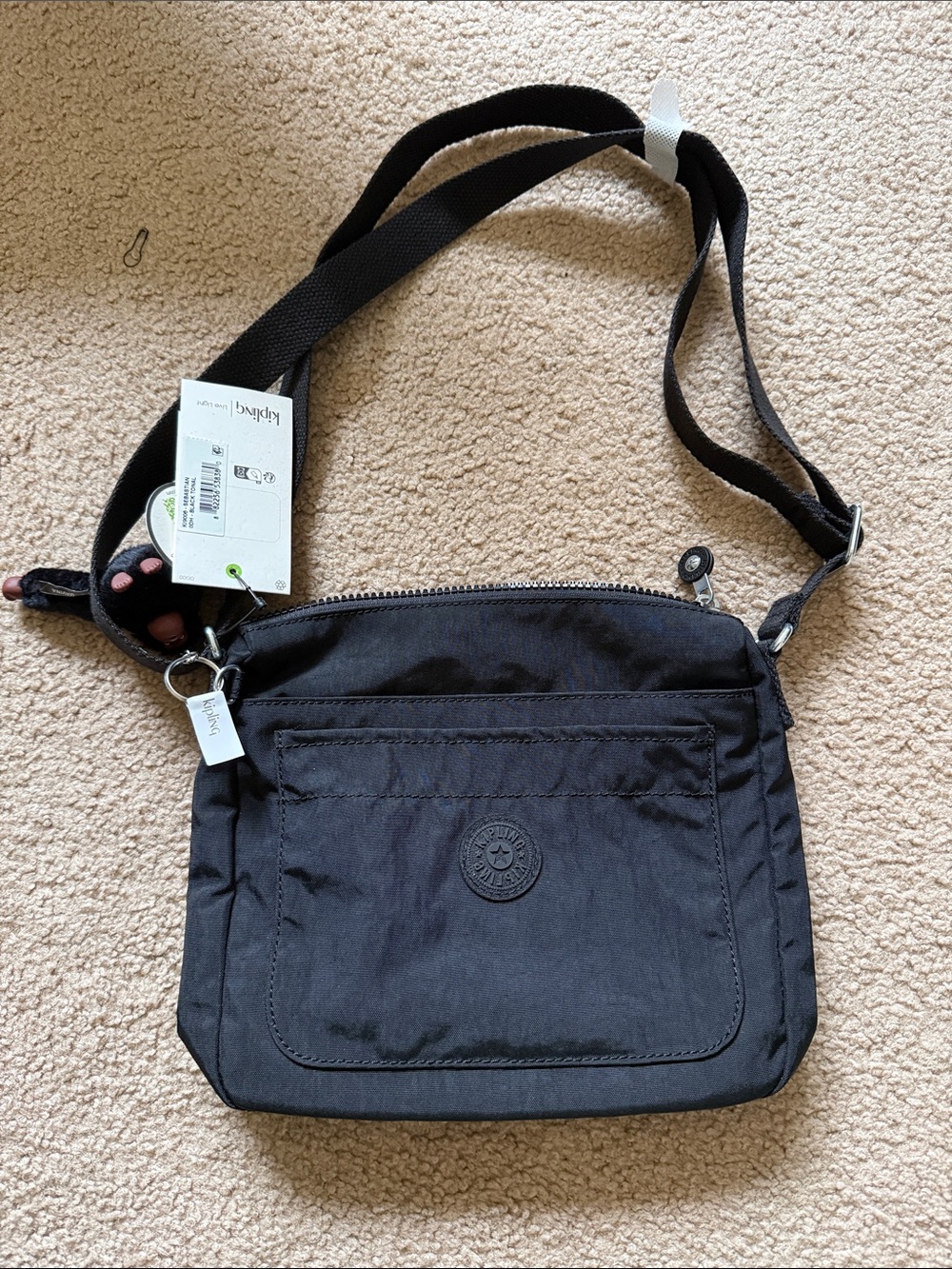 Kipling Black Crossbody Bag with Adjustable Strap